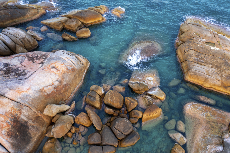 Rocks On Sea Aerial View Print 100% Australian Made