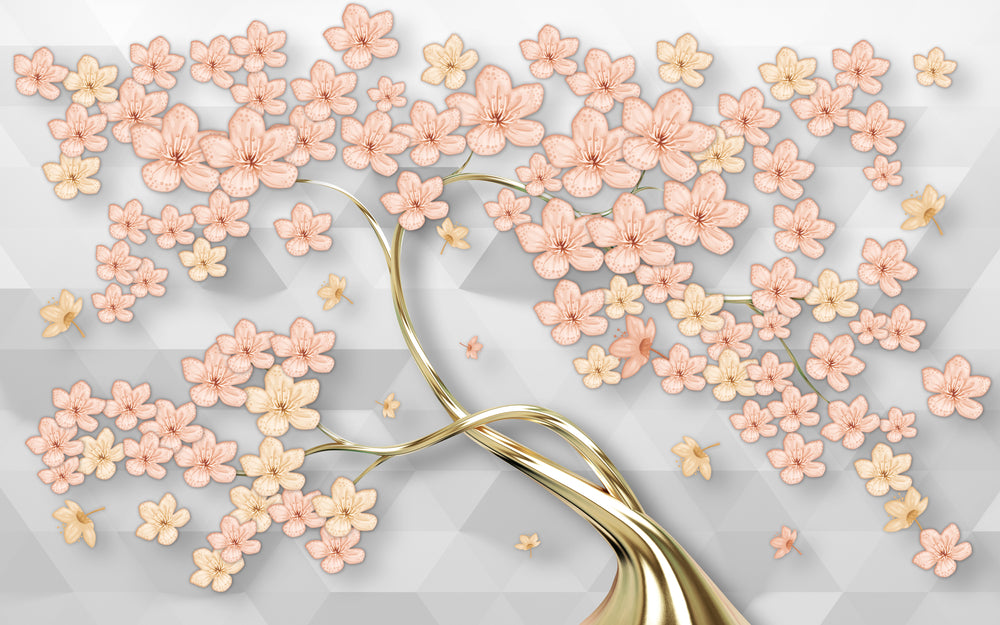 Gold Flower Tree 3D Design Print 100% Australian Made