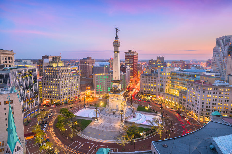 Indianapolis Skyline Sver Soliders Monument Photograph, USA Print 100% Australian Made