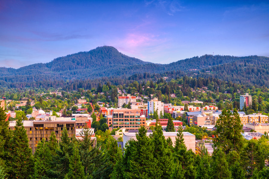 Eugene Cityscape Sunset Photograph Oregon, USA Print 100% Australian Made