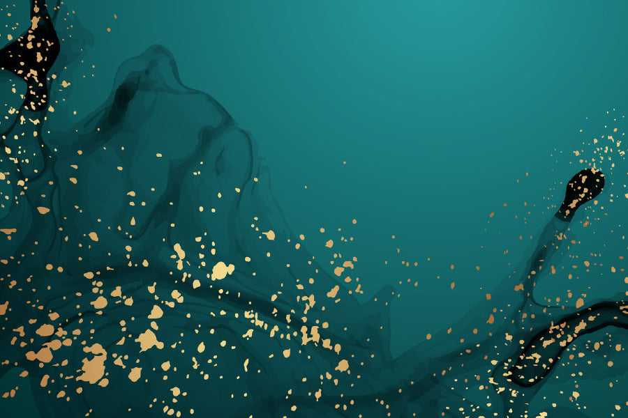 Dark Green & Gold Splash Abstract Design Home Decor Premium Quality Poster Print Choose Your Sizes
