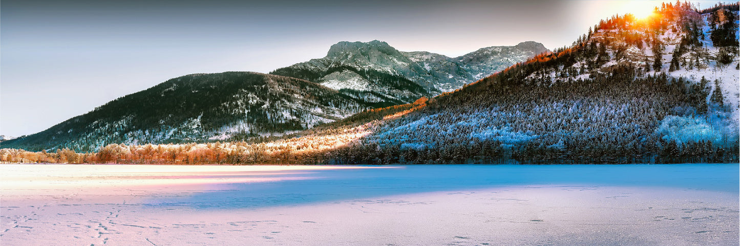Panoramic Canvas Snow Field Mountains Photograph High Quality 100% Australian Made Wall Canvas Print Ready to Hang