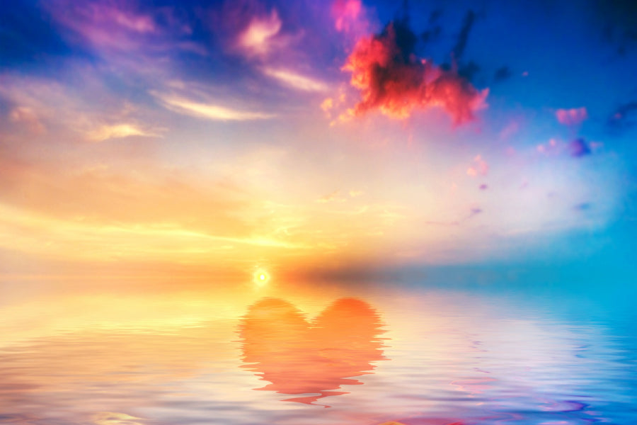 Sunset Heart on Sea Scenery View Photograph Home Decor Premium Quality Poster Print Choose Your Sizes
