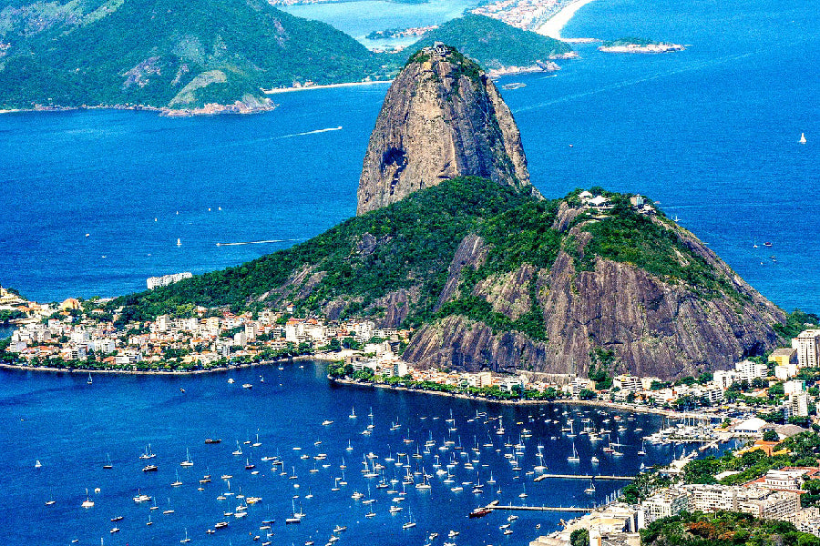 Sugarloaf Mountain Peak in Rio de Janeiro Aerial View Brazil Print 100% Australian Made