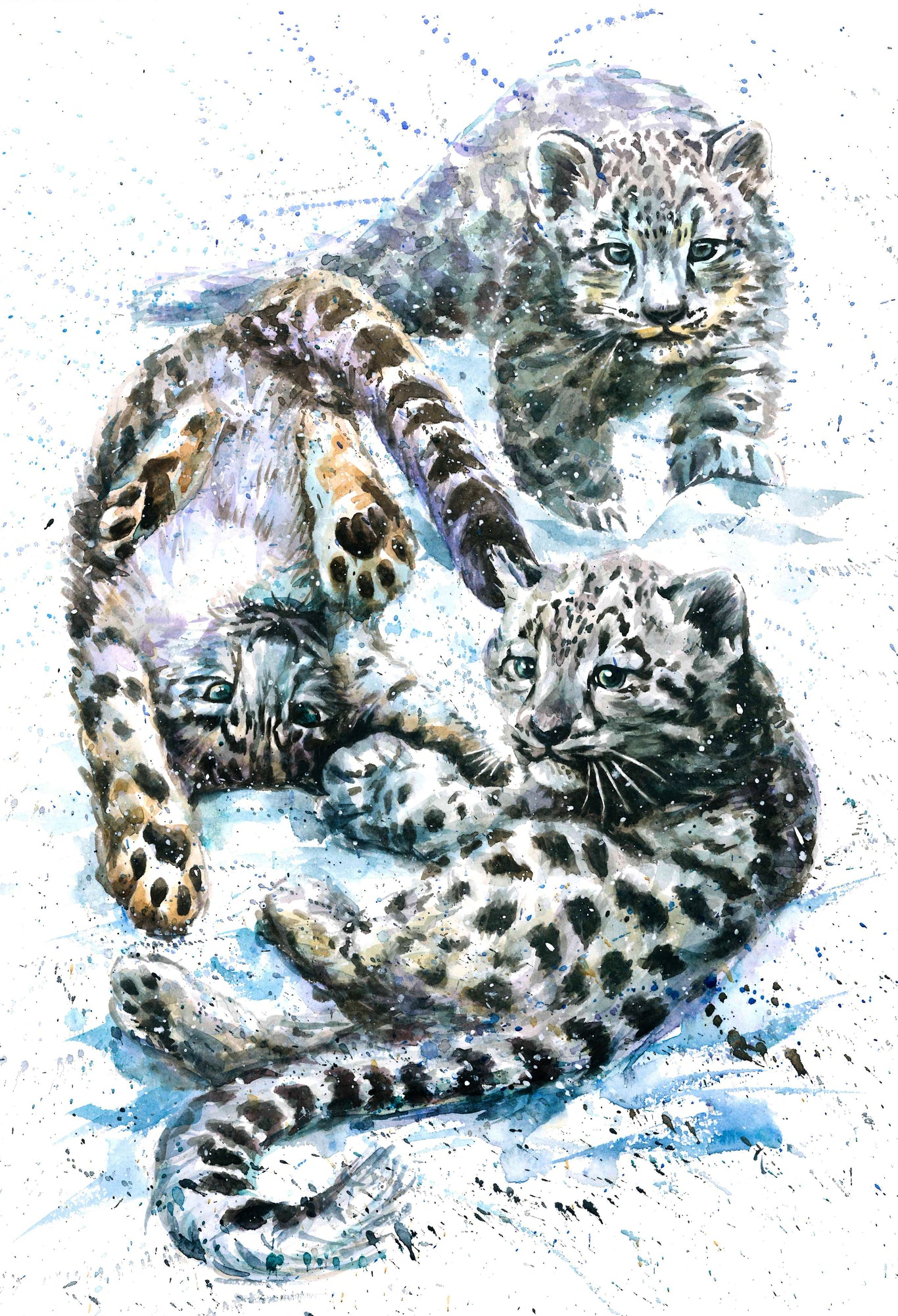 Leopard Cubs Watercolor Painting Print 100% Australian Made