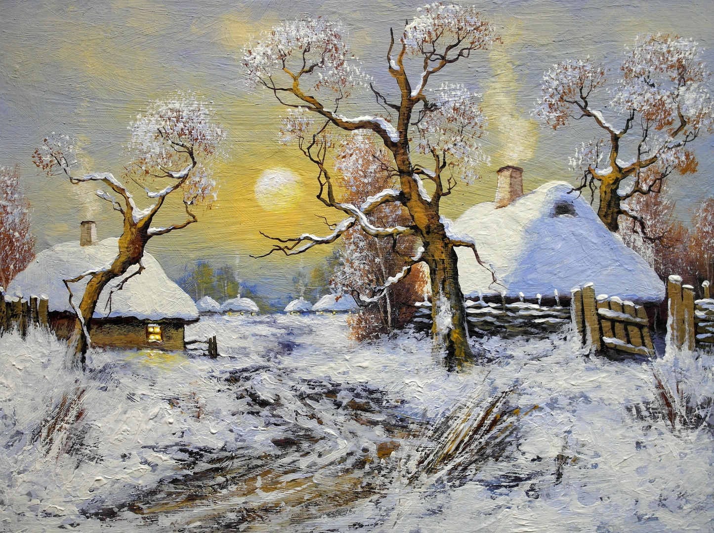 Village Oil Painting Home Decor Premium Quality Poster Print Choose Your Sizes
