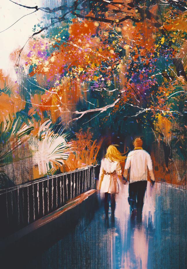 Couple Walking Oil Painting Home Decor Premium Quality Poster Print Choose Your Sizes