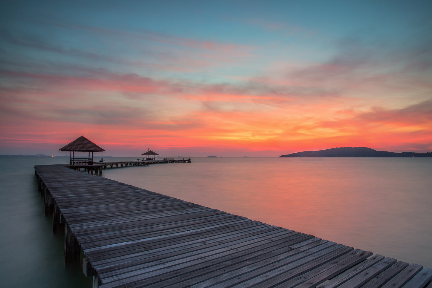Wooden Pier Over Sea Sunset View Photograph Home Decor Premium Quality Poster Print Choose Your Sizes