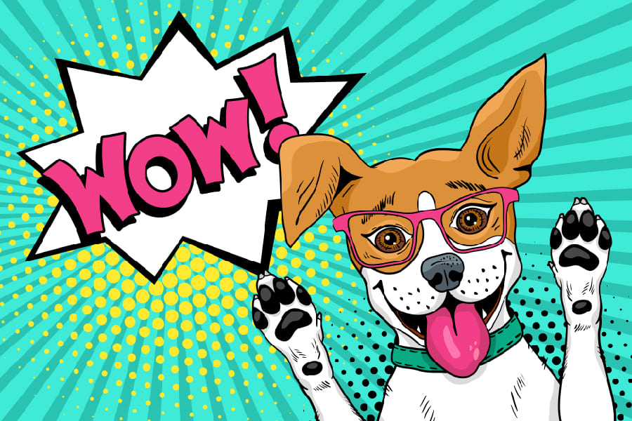 Dog in Glasses & WOW Vector Art Print 100% Australian Made
