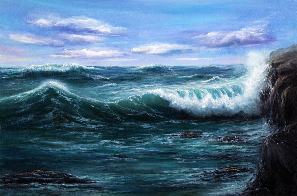 Rough Sea Oil Painting Print 100% Australian Made