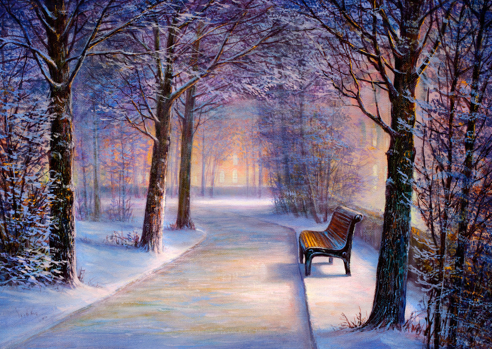 City Street Winter Oil Painting Print 100% Australian Made