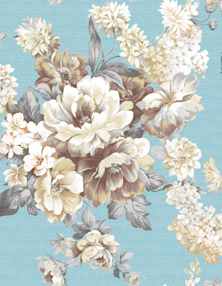 White Flowers on Blue Background Painting Print 100% Australian Made