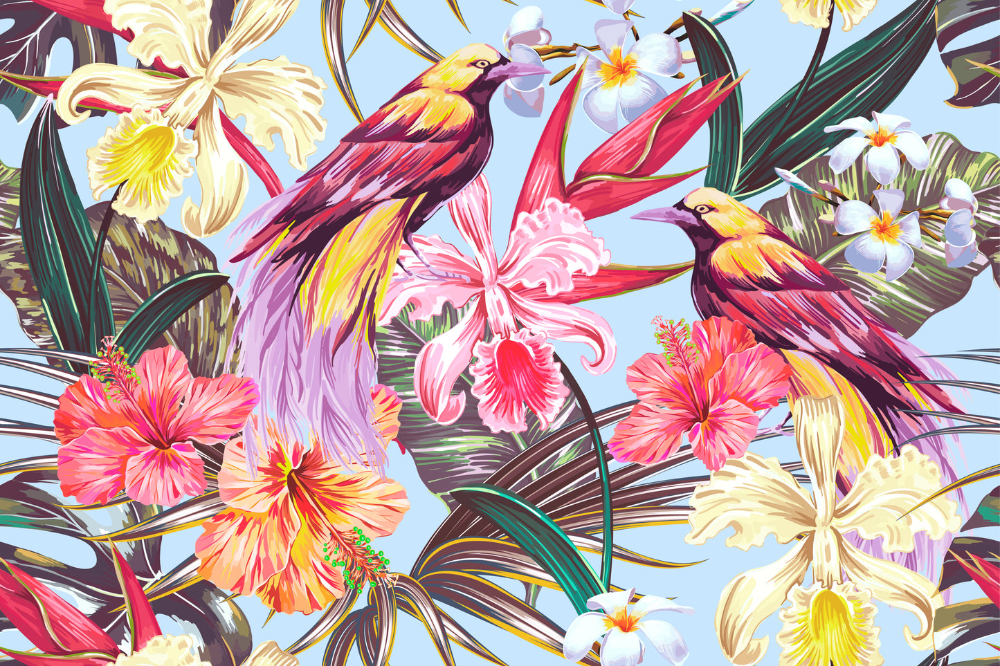 Birds & Flowers Vector Art Home Decor Premium Quality Poster Print Choose Your Sizes