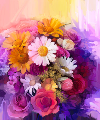 Colorful Flowers Watercolor Painting Home Decor Premium Quality Poster Print Choose Your Sizes