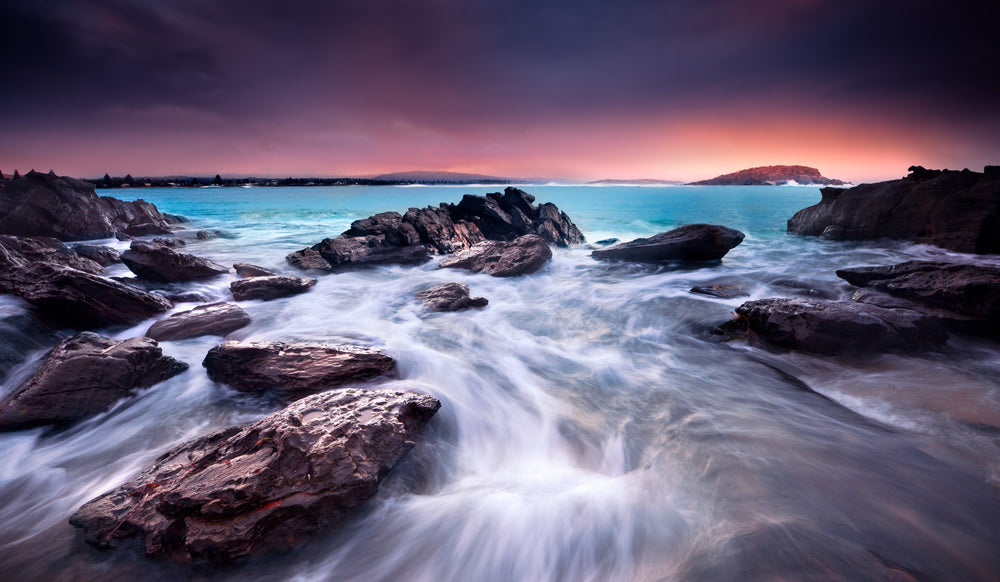 Sea with Rocks Sunset View Photograph Print 100% Australian Made