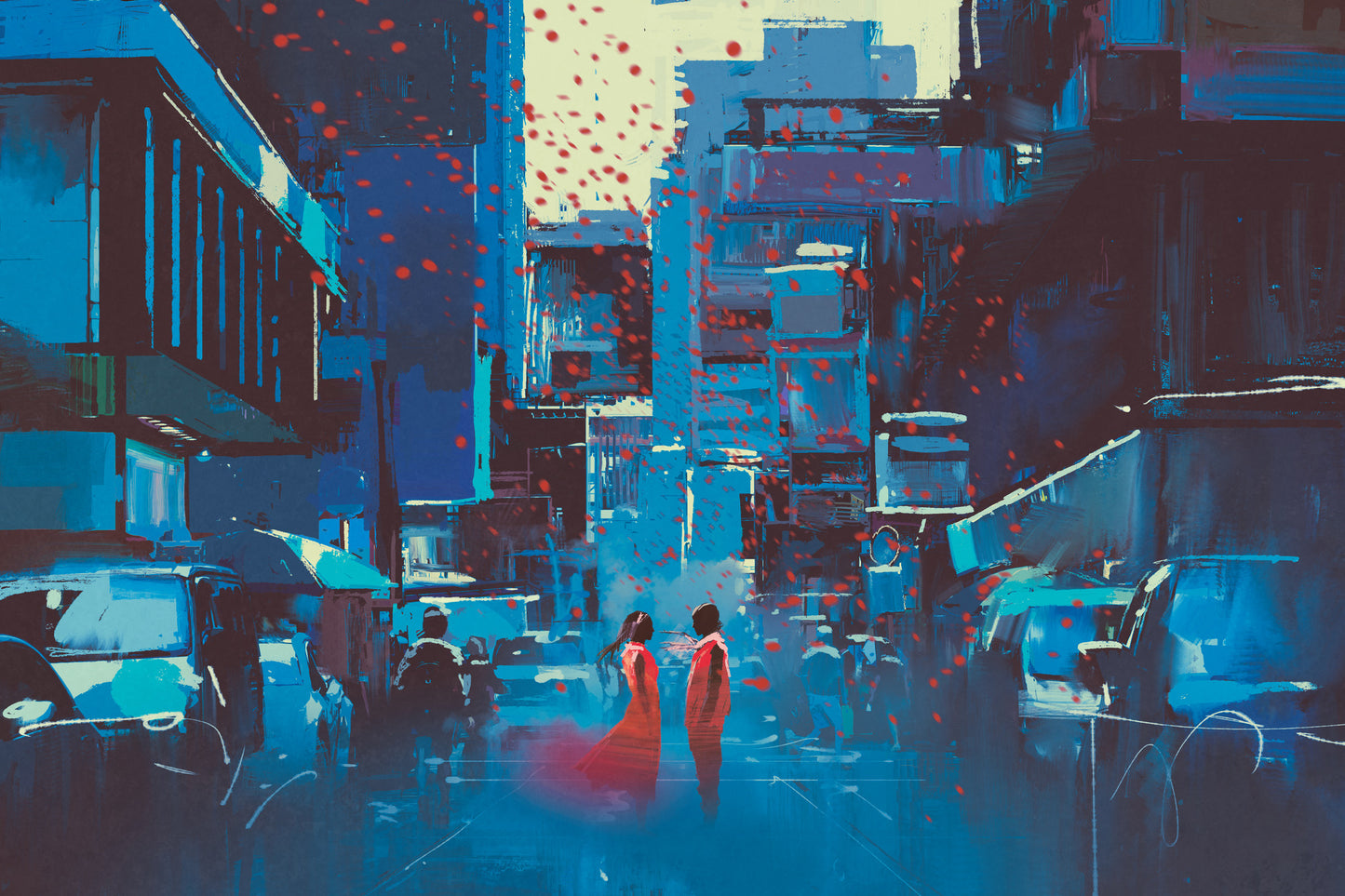 Couple on Street Abstract Paint Home Decor Premium Quality Poster Print Choose Your Sizes