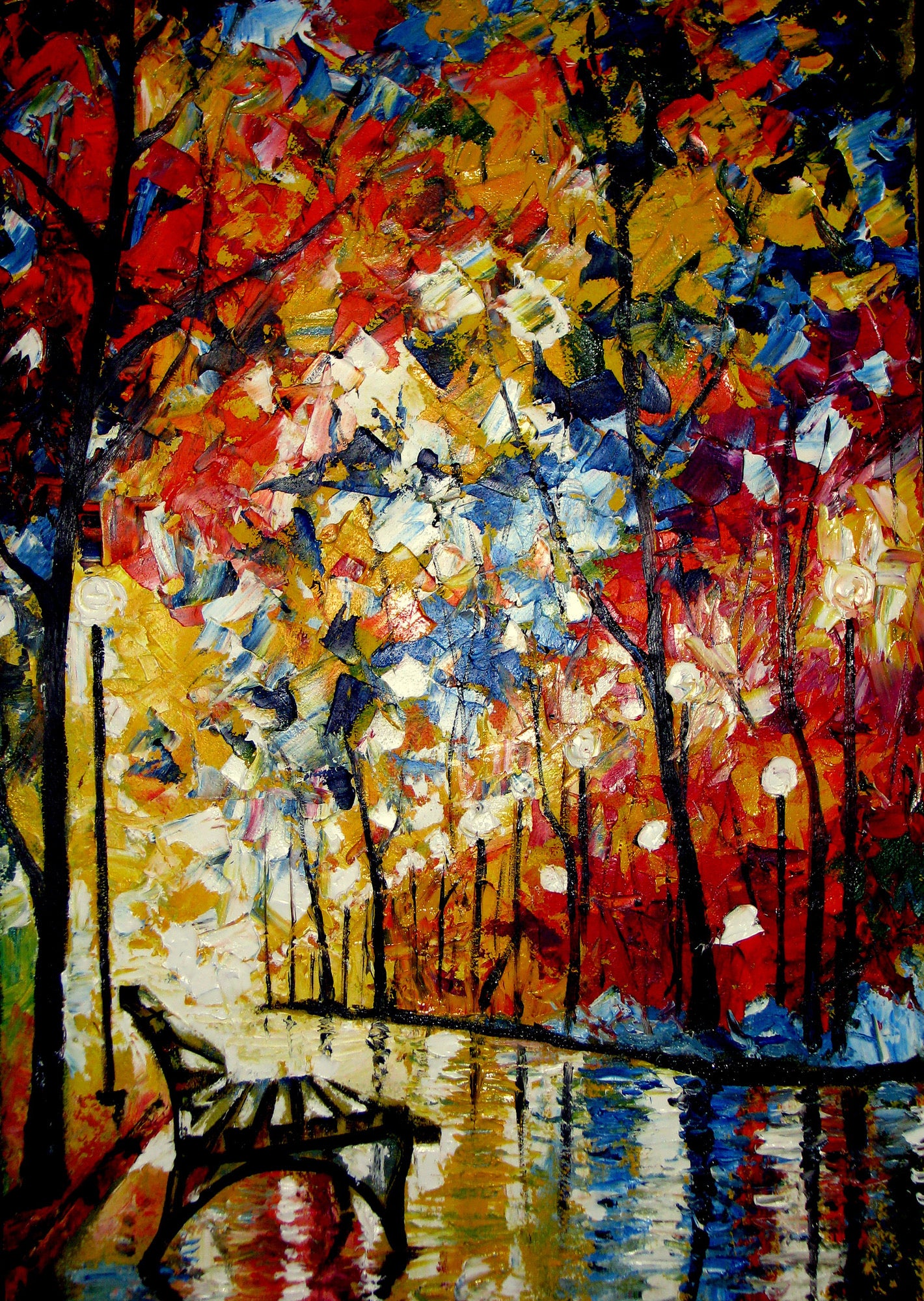 City Street Oil Painting Home Decor Premium Quality Poster Print Choose Your Sizes