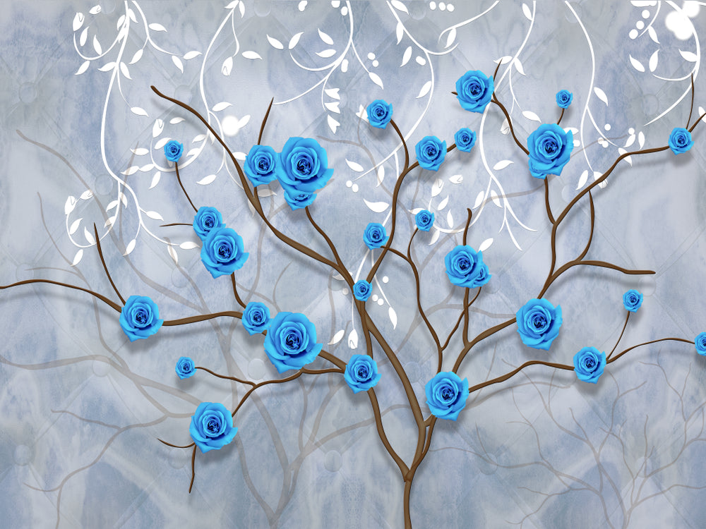 Blue Flower Tree 3D Design Print 100% Australian Made
