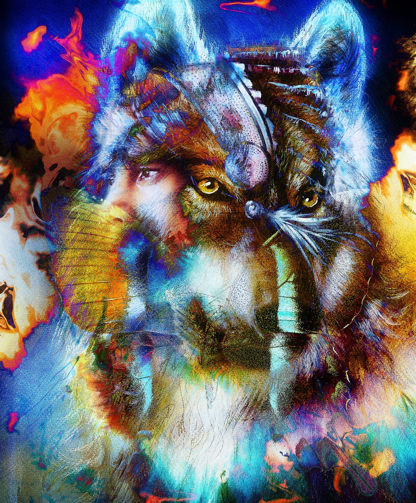 Square Canvas Wolf Portrait Abstract Design High Quality Print 100% Australian Made