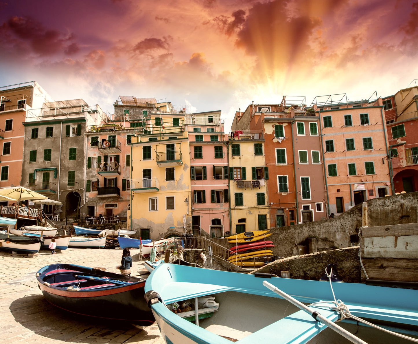 Buildings & Boats Sunset Scenery Photograph Home Decor Premium Quality Poster Print Choose Your Sizes