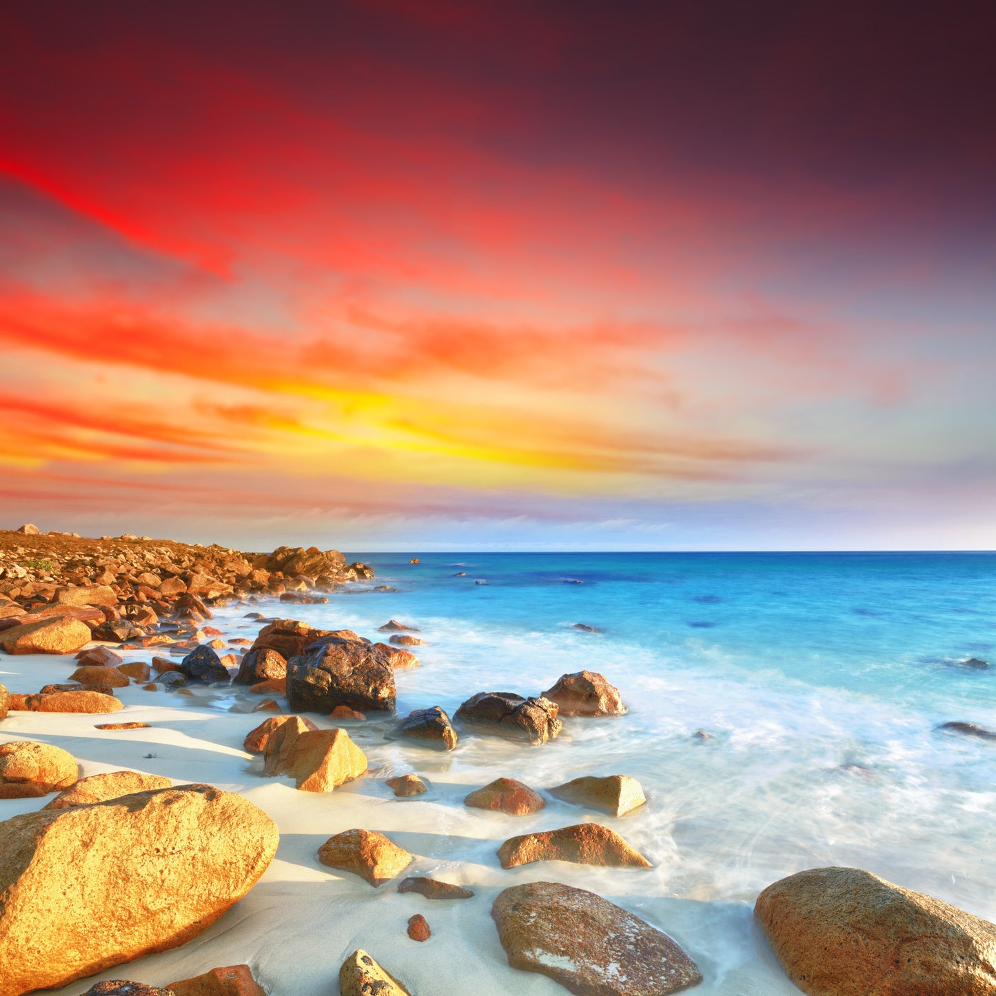 Square Canvas Sea Sunset Scenery Photograph High Quality Print 100% Australian Made
