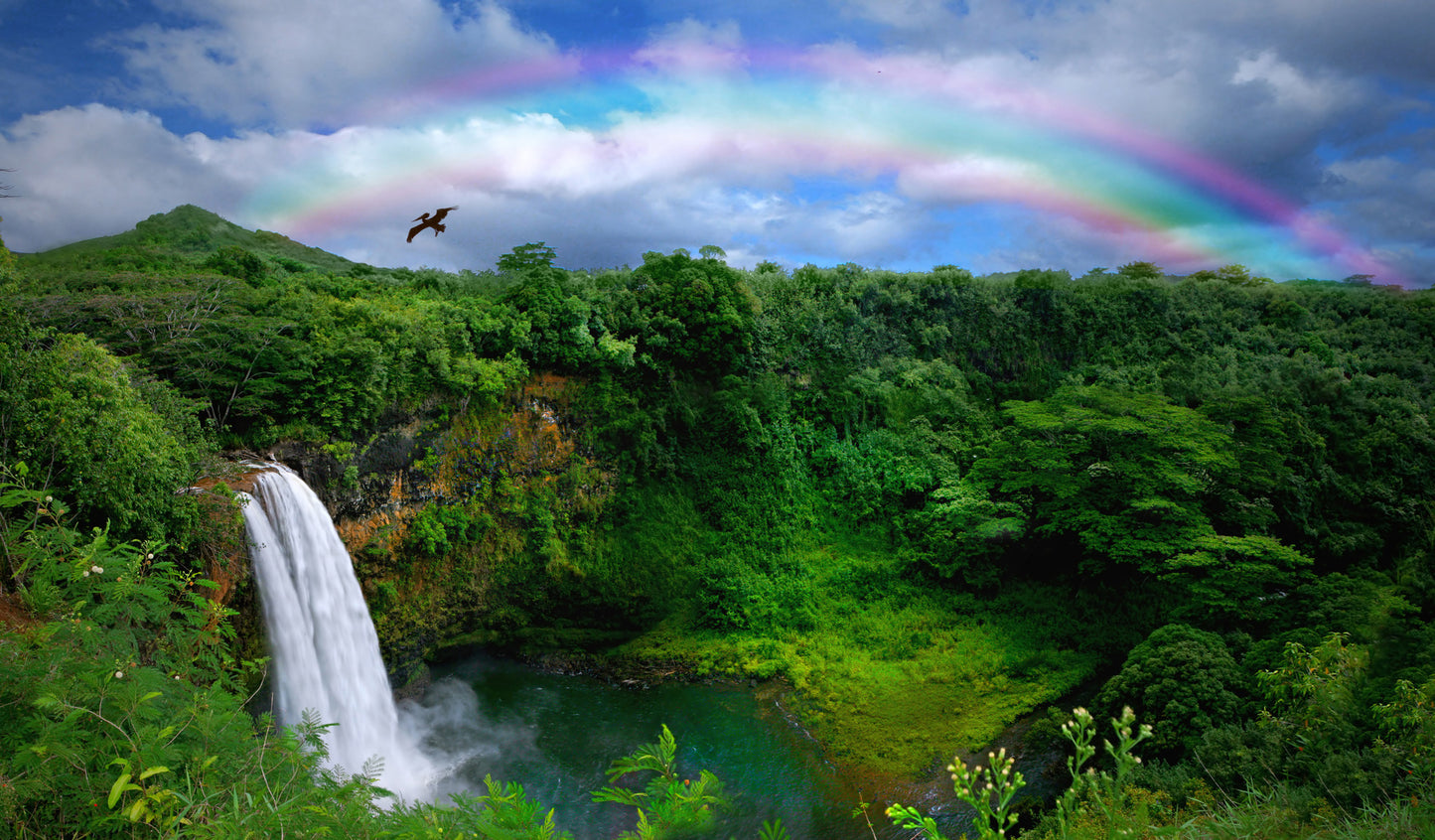 Waterfall & Rainbow Scenery View Home Decor Premium Quality Poster Print Choose Your Sizes