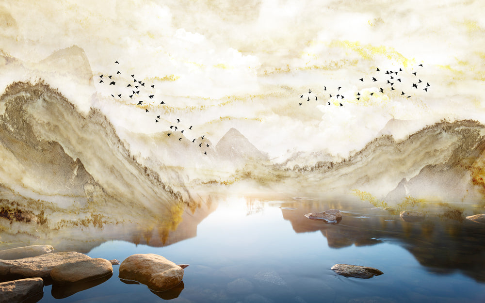 Lake Between Mountain Scenery Home Decor Premium Quality Poster Print Choose Your Sizes