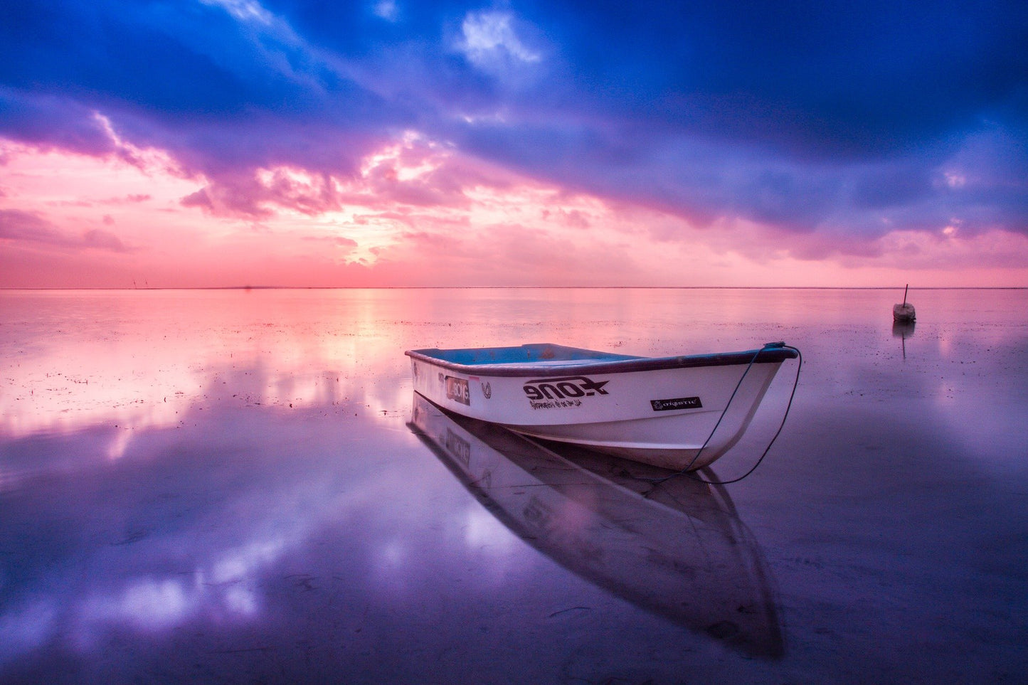 Boat on Sunset Sea Photograph Home Decor Premium Quality Poster Print Choose Your Sizes