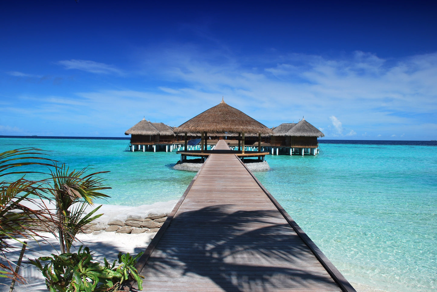 Resort On Wooden Pier Over the Sea Scenery Photograph Print 100% Australian Made