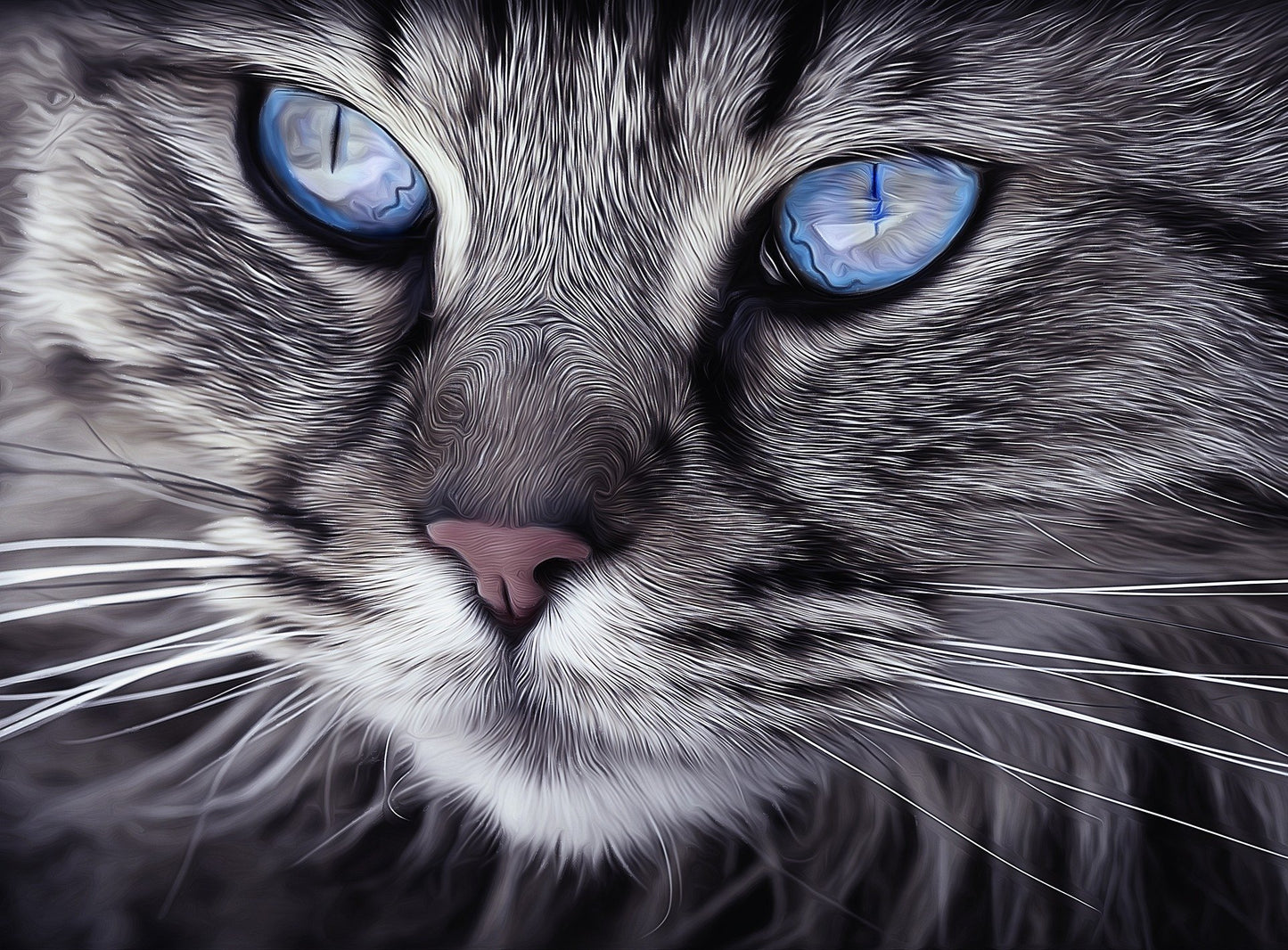 Cat Portrait Oil Painting Home Decor Premium Quality Poster Print Choose Your Sizes