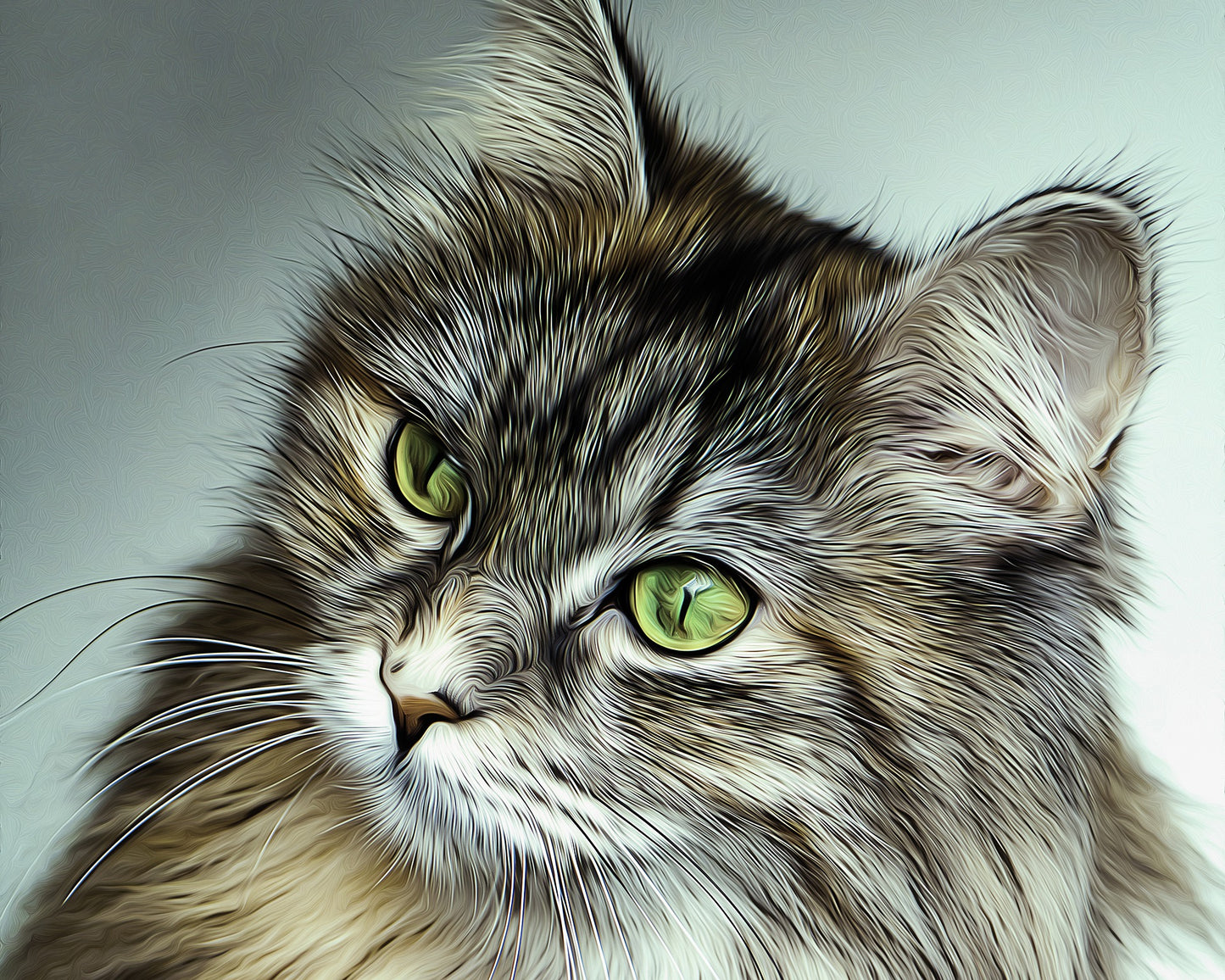 Cat Portrait Oil Painting Home Decor Premium Quality Poster Print Choose Your Sizes