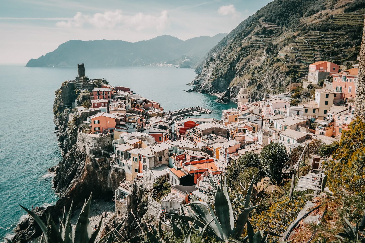 Village on Cliff Near Sea Photograph Home Decor Premium Quality Poster Print Choose Your Sizes