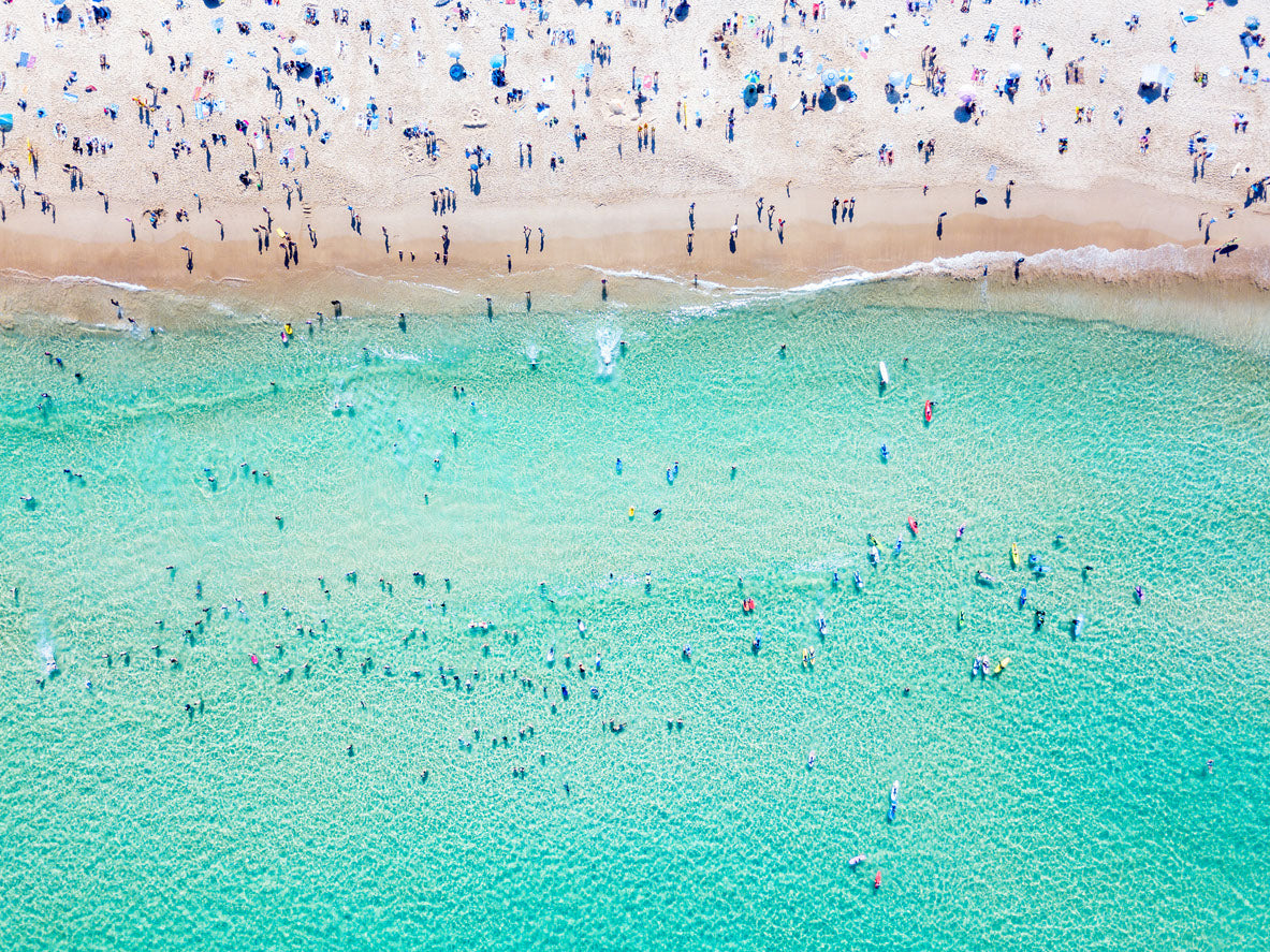 Busy Beach Aerial View Photograph Print 100% Australian Made