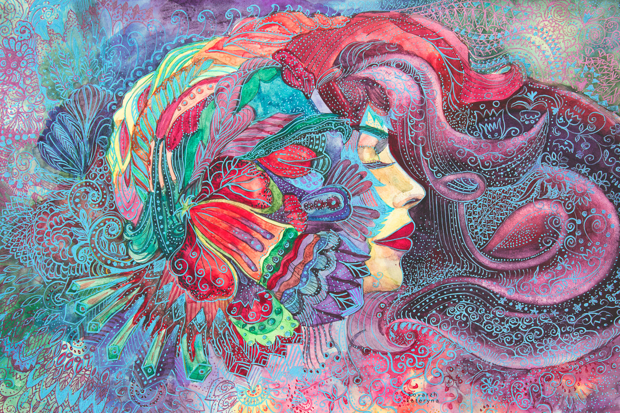 Girl & Abstract Painting Design Print 100% Australian Made