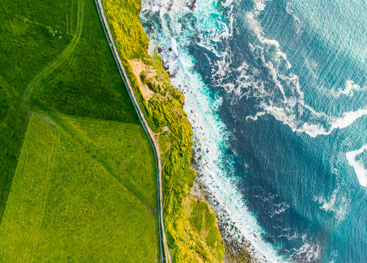 Sea Shore & Meadow Aerial View Home Decor Premium Quality Poster Print Choose Your Sizes