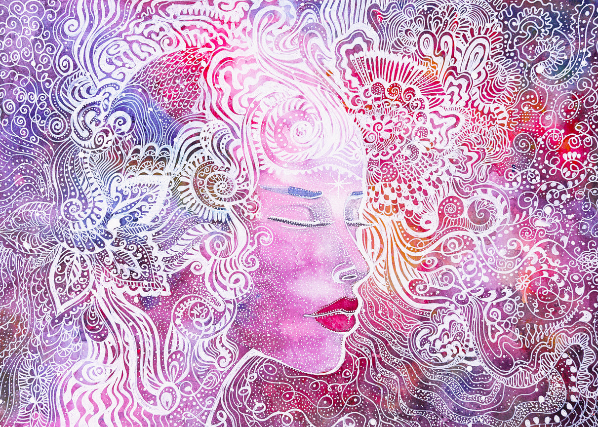 Girl Face & Abstract Pattern Art Print 100% Australian Made