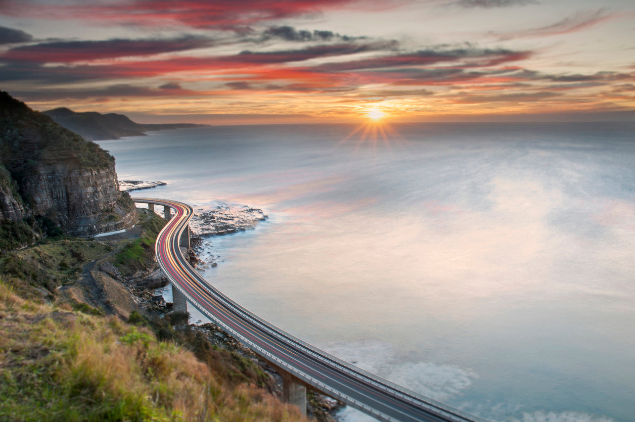Road Over Sea Sunset Photograph Print 100% Australian Made