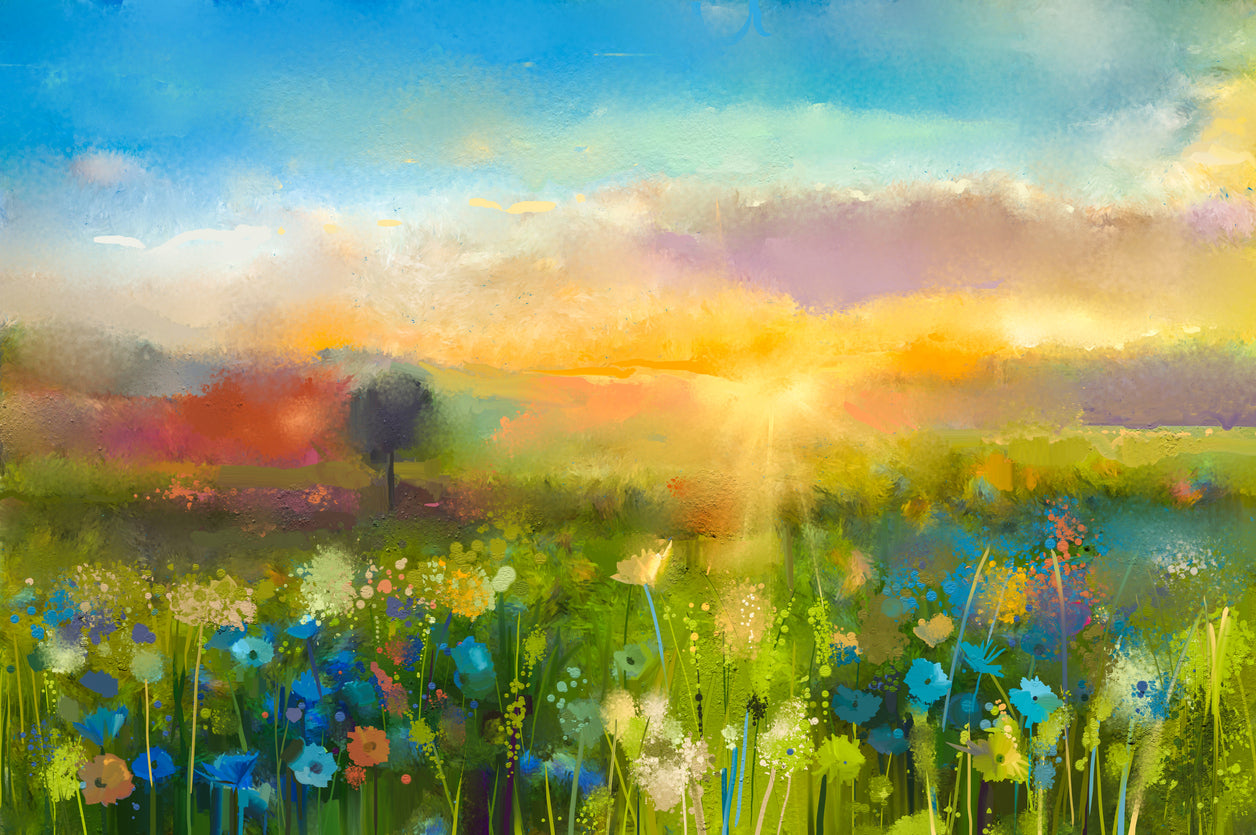 Colorful Flower Field Painting Print 100% Australian Made