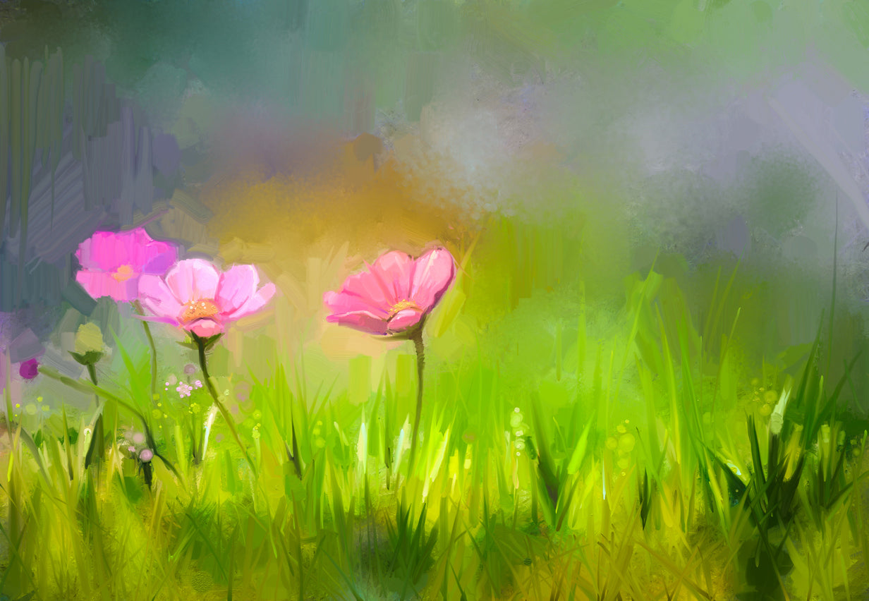 Colorful Flower Field Painting Print 100% Australian Made