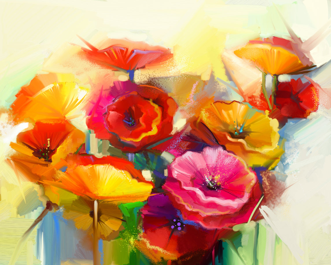 Colorful Flowers Watercolor Paint Print 100% Australian Made