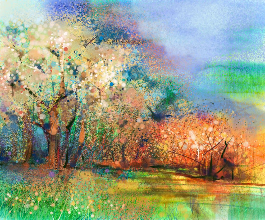 Colorful Trees Oil Painting Print 100% Australian Made
