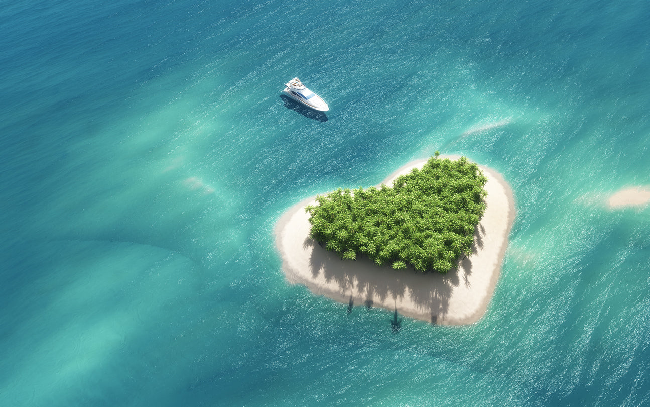 Heart Shaped Island on Sea View Home Decor Premium Quality Poster Print Choose Your Sizes