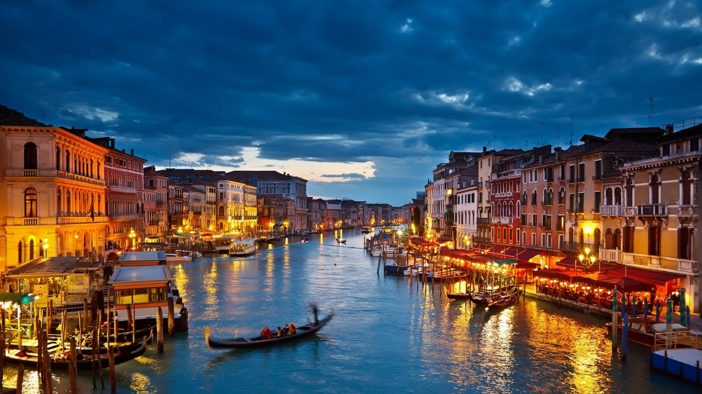 Buidlings & Canal Night Scenery Home Decor Premium Quality Poster Print Choose Your Sizes