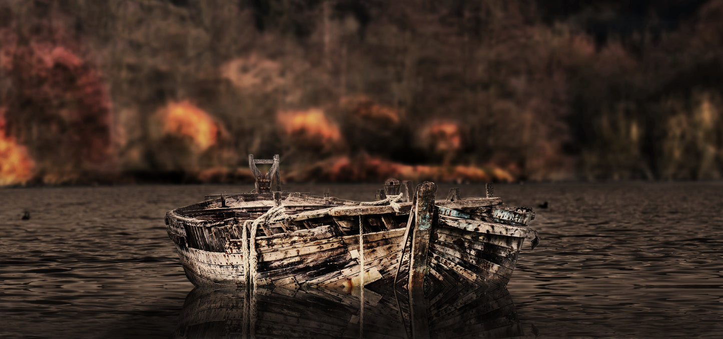 Old Boat on River Photograph Print 100% Australian Made
