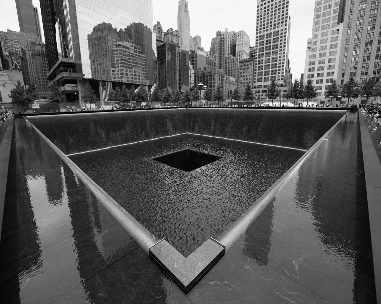 Memorial at World Trade Center New York City B&W Photograph Home Decor Premium Quality Poster Print Choose Your Sizes