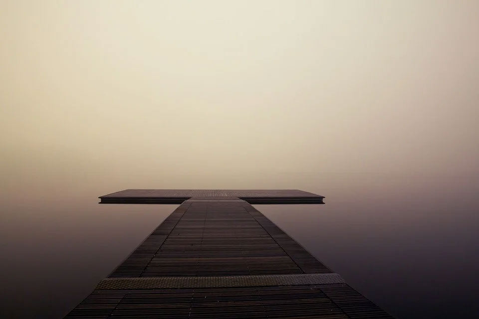 Wooden Pier Over Misty Lake Photograph Print 100% Australian Made