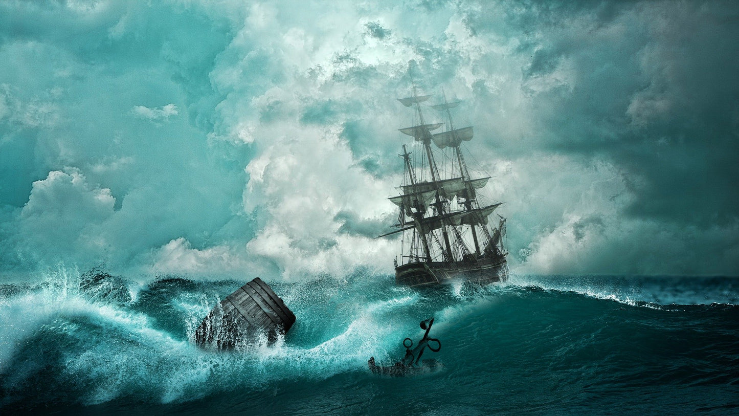 Rough Sea with Ships Digital Art Home Decor Premium Quality Poster Print Choose Your Sizes