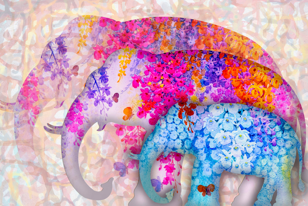 Elephants Shape Flower Design Print 100% Australian Made
