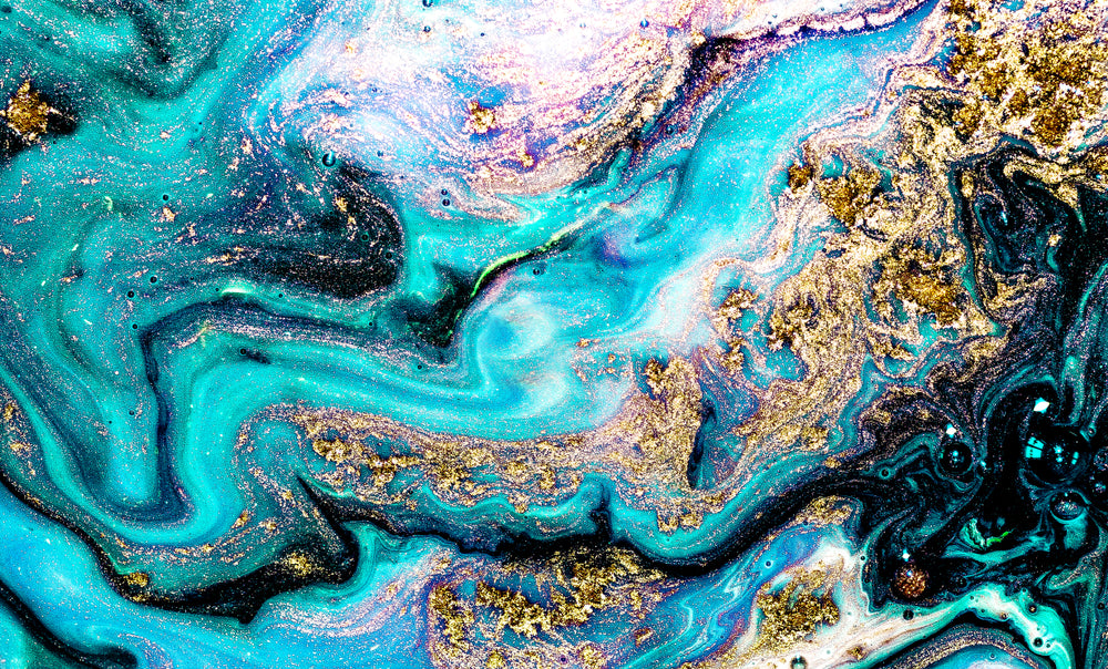 Blue & Gold Abstract Design Print 100% Australian Made
