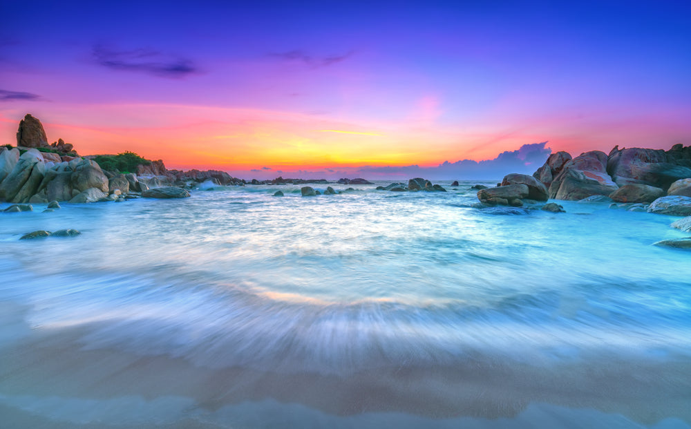 Stunning Beach Sunrise with Purple Sky View Photograph Print 100% Australian Made